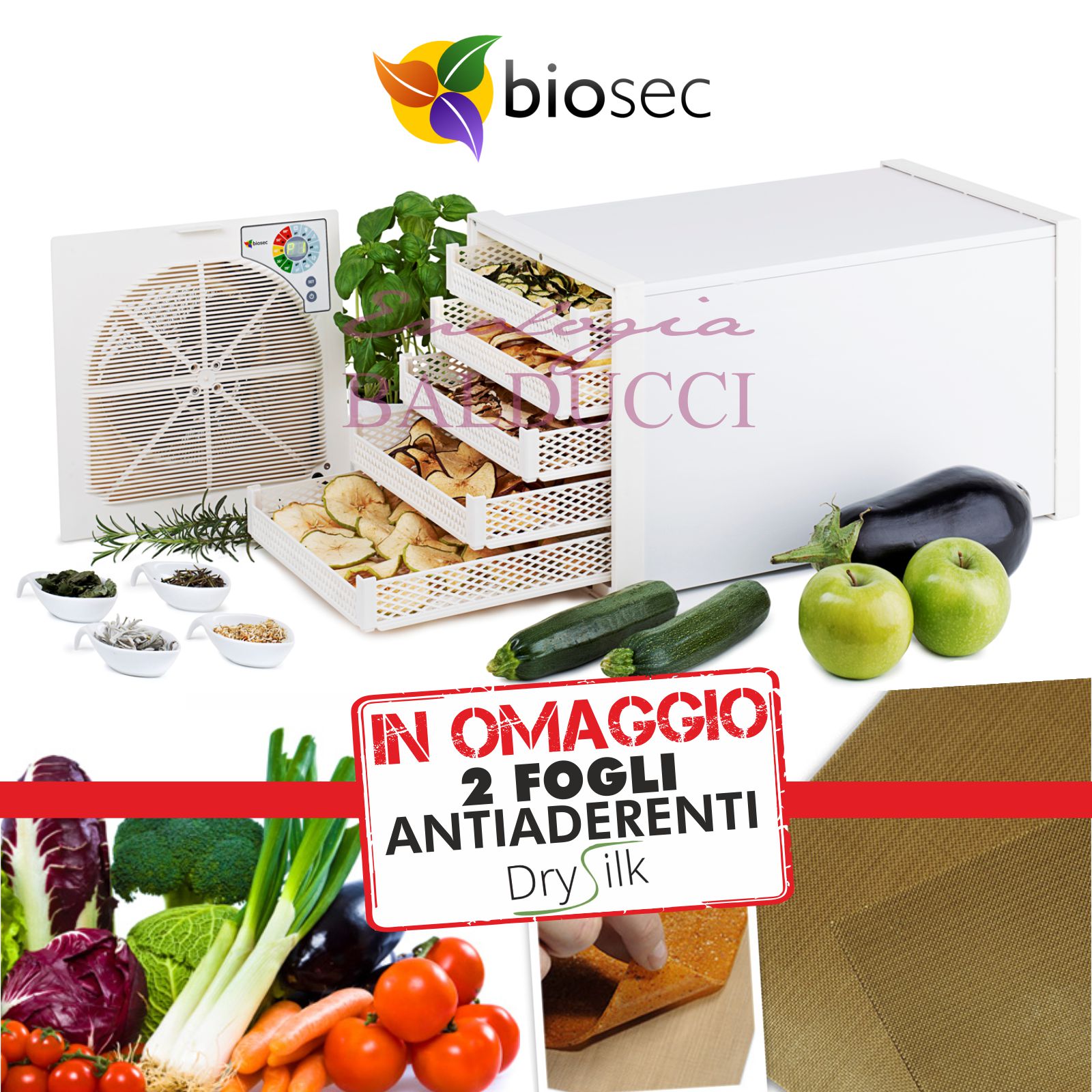 Essiccatore Biosec Domus B5 per funghi frutta verdura con + 2
