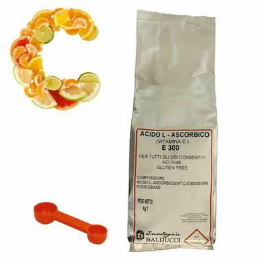 KG.1 Acido Ascorbico Puro + Dosatore 1-2 grammi - Vitamina C - Grado Alimentare - Purissima- E 300